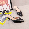 Spring new mid-heel stiletto pointed sandals fashionable closed-toe rivet slippers