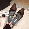 Delicate Leather Sandals Woman Pointed Toe Slippers Flat Low Heels Mules Ladies Casual Slides