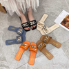 Women Summer Square Toe Chain Slippers Flat Slide Sandals Beach Casual Shoes Ladies