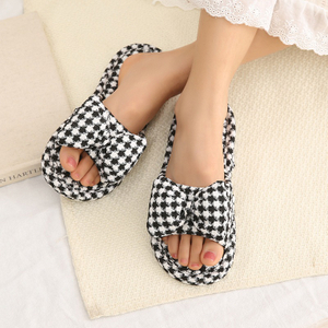 Women Summer Casual Slides Comfortable Flax Slippers Bow Linen Indoor Shoes Platform Sandals Ladies 