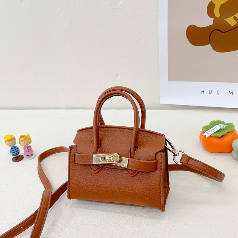 Girls Leather Shoulder Bag Solid Color Mini Fashion Bag for Kids Party 