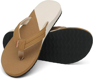 Womens Two-Tone Flip Flops with Arch Support Comfort Beach Thong Sandals Indoor Outdoor