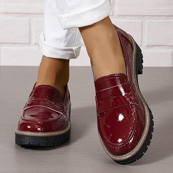 Womens Loafers Comfortable Platform Penny Loafer Chunky Heel Business Casual Dress Shoes 2025 Fashion Leather Women's Loafers & Slip-ons