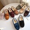 Women Casual Flat Shoes Women's Moccasins Soft Loafers Fashion Comfort Warm Plush Bow Slip on Female Cotton Shoes