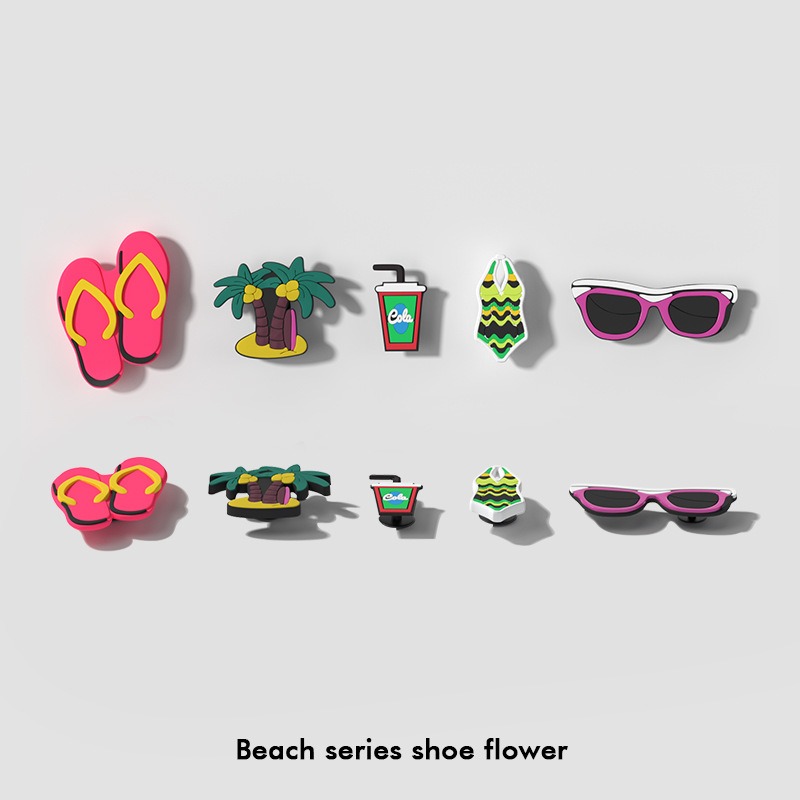 Women Men Summer Beach Shark Slippers Top Fins Charms Cartoon Pvc Cheese Clogs Charms Accessories Shoe Buckle Decoration