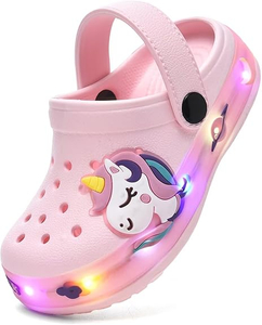 Fur Lined Toddler Clogs Kids Slippers Fuzzy Light up Sandals Boys Girls Garden Shoes Winter Warm Cartoon Slides Slip on Lightweight