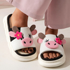 Four Seasons Universal Indoor Home Cow Linen Slippers Sandals Cute Cartoon Non-slip