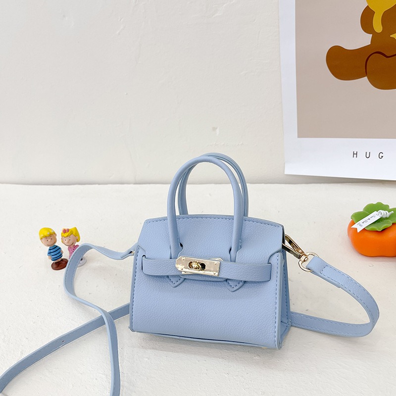 Girls Leather Shoulder Bag Solid Color Mini Fashion Bag for Kids Party 