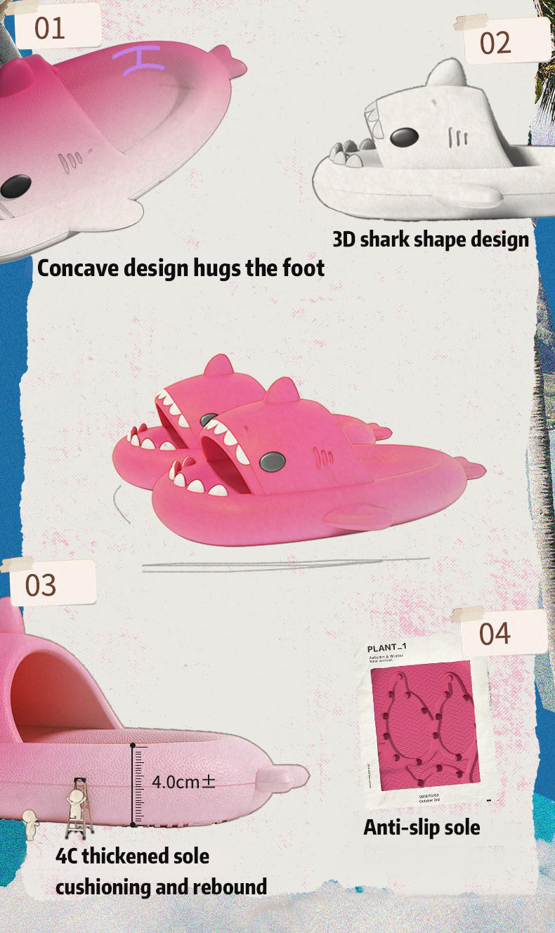 Cloud Shark Slides Adult,Cartoon Home Slippers,cloud Shark Slippers,Bathroom Sandal Shark,Soft Sole Cartoon Slipper