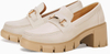 Womens Chunky Platform Lug Sole Loafers Mid Heel Square Toe Dress Walking Work Shoes with Buckle Chain