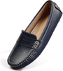 Women's Classic Comfort Leather Penny Loafers Casual Slip-Ons Lightweight Walking Flats Driving Mocs Boat Shoes