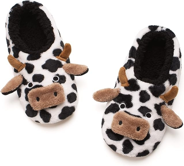 Cute Animal House Slippers Warm Fuzzy Slipper Socks with Grippers Non Slip Cozy Funny Gifts