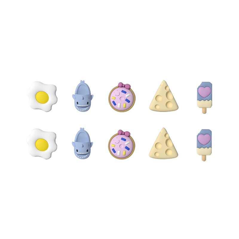 Women Men Summer Beach Shark Slippers Top Fins Charms Cartoon Pvc Cheese Clogs Charms Accessories Shoe Buckle Decoration