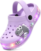 Fur Lined Toddler Clogs Kids Slippers Fuzzy Light up Sandals Boys Girls Garden Shoes Winter Warm Cartoon Slides Slip on Lightweight