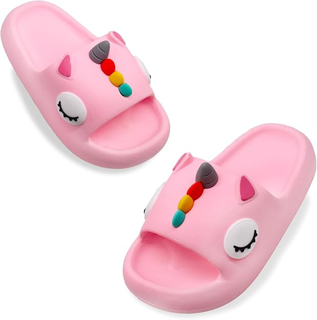  Little Kids Slides Sandals Unicorn Shark Bunny Beach Pool Shower Slides Anti-Skid Home Bath Slippers Cute Summer Outdoor Shoes for Girls and Boys