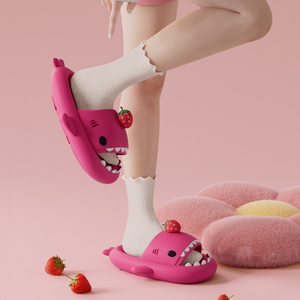 Women Sandals Summer Shark Slippers Men Beach Shark Slides Strawberry house slippers bathroom 