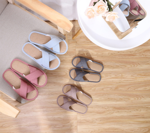 Indoor Home Breathable Women Men Flats Slides Linen Couples Anti-slip Shoes Sandals Shoes Comfortable 