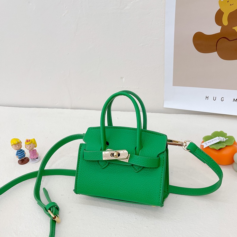 Girls Leather Shoulder Bag Solid Color Mini Fashion Bag for Kids Party 