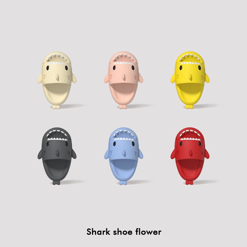 Women Men Summer Beach Shark Slippers Top Fins Charms Cartoon Pvc Cheese Clogs Charms Accessories Shoe Buckle Decoration