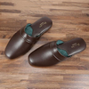 Men's Genuine Leather Scuff Slippers with Memory Foam Insole and Leather Outsole