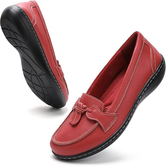 Loafers for Women Slip On Comfort Leather Tassel Dress Shoes