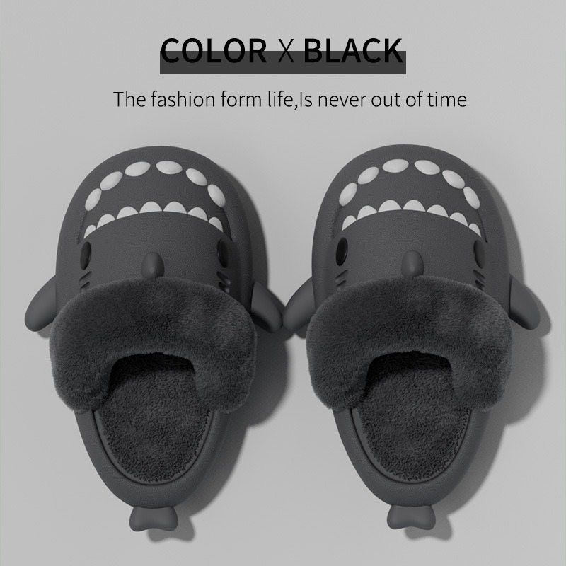 Winter Shark Slippers,Cartoon Shark Slippers,Plush Shark Slides,4cm Thick Sole Shark Slides,shark slippers for women