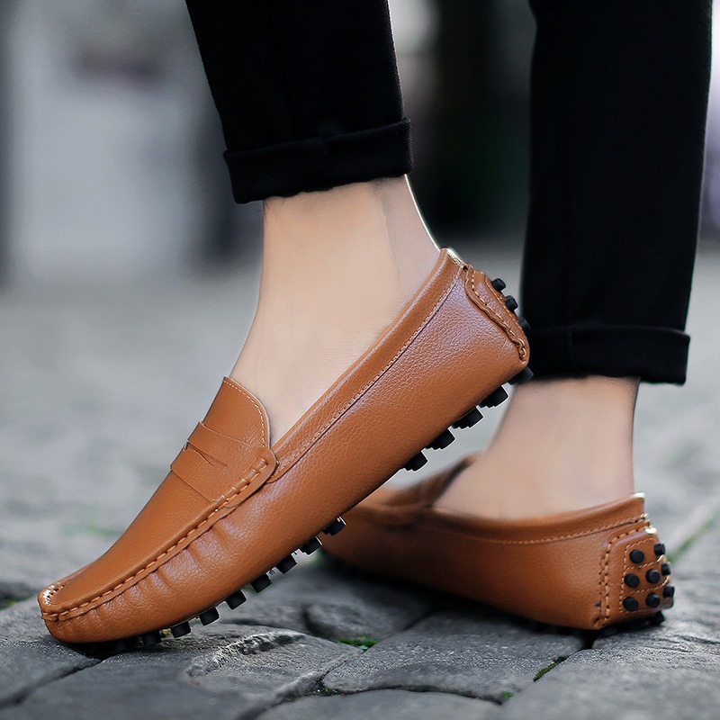 Genuine Leather Men Casual Shoes Luxury Brand Mens Loafers Moccasins Breathable Slip on Black Driving Shoes