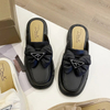 New Black White Fashion Bow Button Loafers Women Chunky Shoes Slip On Spring Summer Female