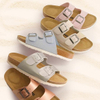 Lane Cork Footbed Sandals for Women – Comfortable Double Buckle Slip-On with Genuine Suede Footbed & Arch Support Slides for Women Footwear