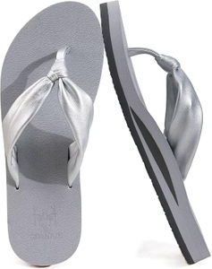 Womens Flip Flops With Arch Support Comfortable Yoga Mat Cushion Thong Leather Sandals for Ladies Fashion Slip On Summer Beach Walking Slides