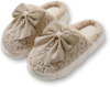 Bow Slipper for Home Bedroom Thick Sole Indoor Cute Fuzzy Footwear for Spring/Fall/Winter Holiday Season
