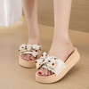 Wedges Platform Woman Bohemian Women's Summer Footwear Summer Slipper with Bow Large Size 