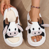 Four Seasons Universal Indoor Home Cow Linen Slippers Sandals Cute Cartoon Non-slip