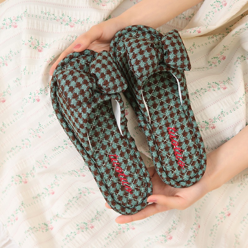 Women Summer Flax Slippers,Casual Flax Slippers,Comfortable Flax Slippers,Bow Flax Slippers,Indoor Flax Slippers
