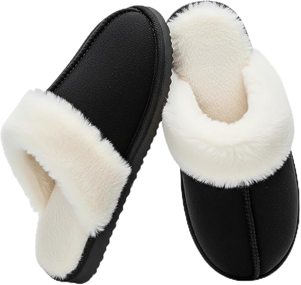 Fuzzy Slippers for Women Cozy Faux Fur House Shoes Winter Warm Memory Foam Slippers for Indoor and Outdoor