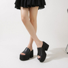 Fashion Waterproof Platform Fish Mouth Leather High Heel Sandals Summer Women's Slippers