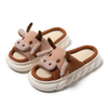 Cute Women Kawaii Fluffy Summer Linen Platform Animal Cow Slippers Cartoon Milk House Slippers Funny Shoe