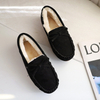 Women Casual Flat Shoes Women's Moccasins Soft Loafers Fashion Comfort Warm Plush Bow Slip on Female Cotton Shoes