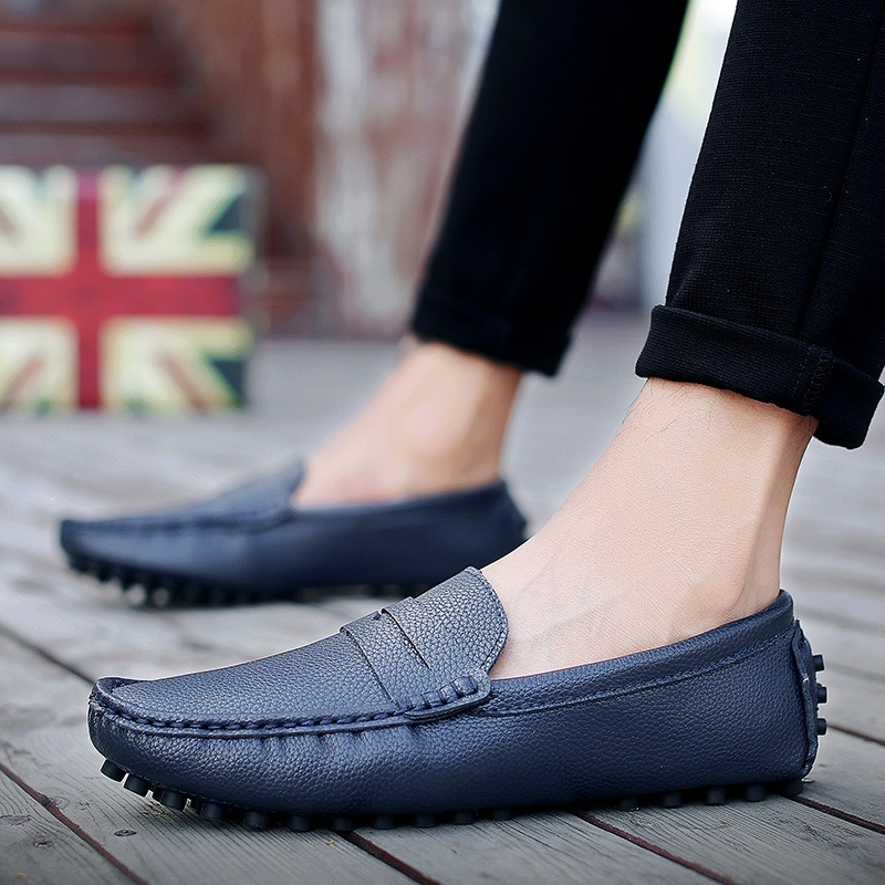 Genuine Leather Men Casual Shoes Luxury Brand Mens Loafers Moccasins Breathable Slip on Black Driving Shoes