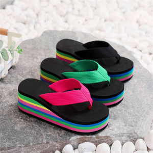 Womens Wedges Flip Flops Summer Thong Beach Sandals Chunky High Platform