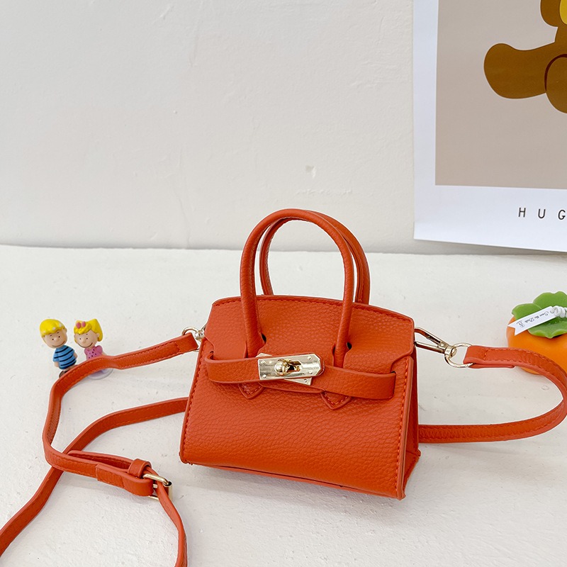 Girls Leather Shoulder Bag Solid Color Mini Fashion Bag for Kids Party 