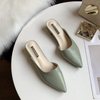French flat black back trip sandals for women spring summer pointy diamond temperament single shoes