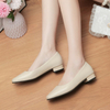 Chunky Heel Loafers Autumn Women Genuine Leather Split Toe Single Shoes Retro Style High Heels Sandals Party Pump Mule Shoes