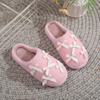 Coquette Bow Slippers Cute Plush Fluffy Warm Fur Slippers Ladies Fuzzy Bedroom for Indoor House Home Winter