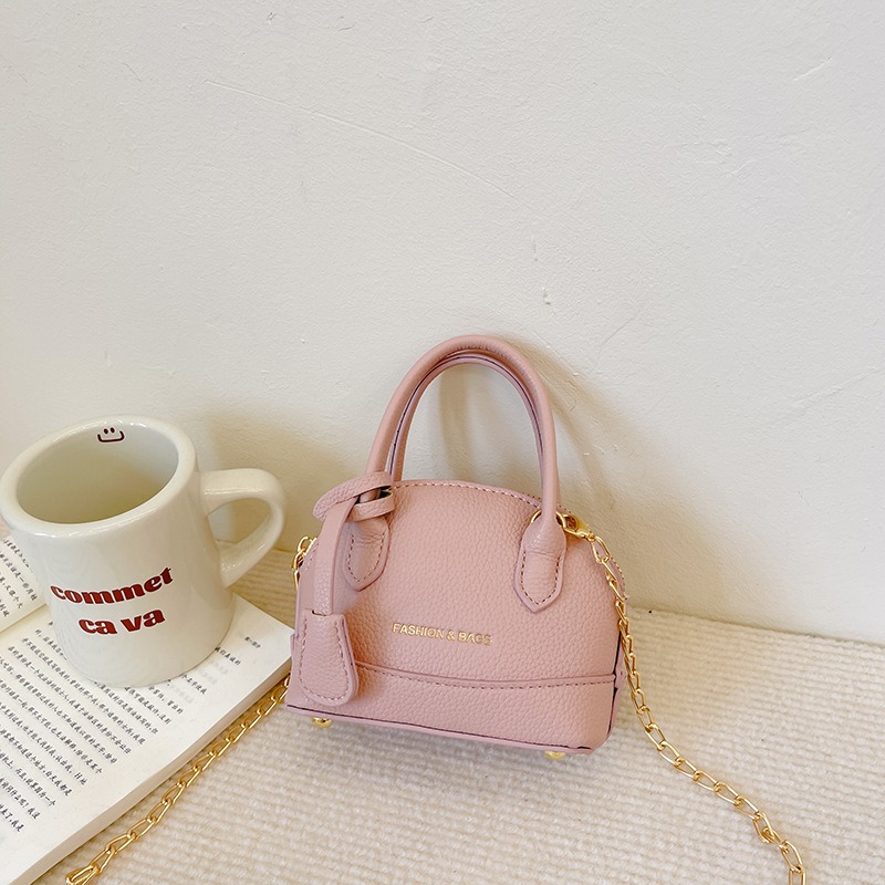 Girls Leather Shoulder Bag Solid Color Mini Fashion Bag for Kids Party 