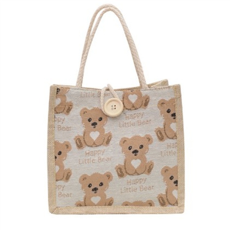 Bear Linen Shoulder Bag,Bear Linen Tote Bag,Student Shoulder Bag,Celebrity Ins Shoulder Bag,Japanese Small Shoulder Bag