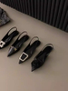 Outdoor spring and summer Korean style rhinestone buckle high heels pointed toe stiletto sexy sandals