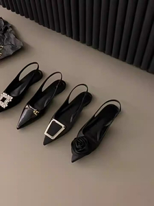 Outdoor spring and summer Korean style rhinestone buckle high heels pointed toe stiletto sexy sandals