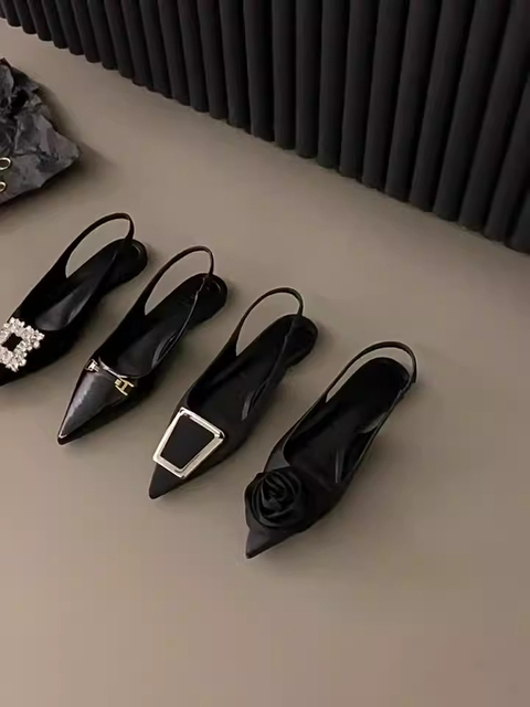 Outdoor spring and summer Korean style rhinestone buckle high heels pointed toe stiletto sexy sandals
