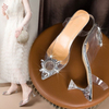 Wholesale new summer Korean version of rhinestone transparent crystal sandals slim women's fashion large size high-heeled sandals